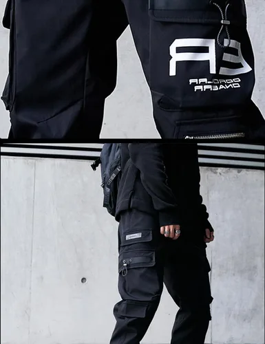 Vista 4 de DIOTSR Pantalones deportivos para hombre, pantalones de hip hop, pantalones punk, pantalones de pista Harem, ropa urbana Techwear, pantalones