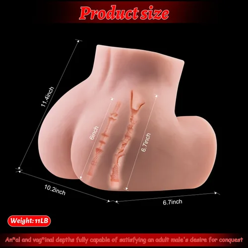 Vista 9 de Muñeca sexual de 11 libras, masturbador masculino con anal y vaginal, masturbador sexual realista de gran trasero blanco, muñecas sexuales, vagina
