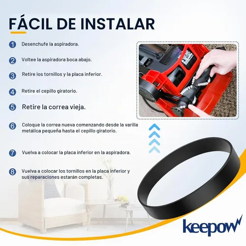 Vista 4 de KEEPOW Powermax Pet - Cinturón de vacío para aspiradora vertical Dirt Devil Style 5/Royal