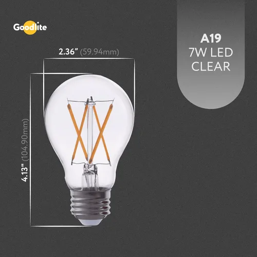 Vista 7 de Goodlite Bombilla LED G-83446 de 5000 K, 7 W, A19, 850 lúmenes, equivalente a 60 W, base E26, color blanco superregulable