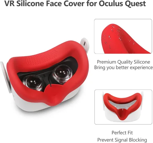 Vista 5 de VR Face Cover - Sweat-Proof Silicone Face Cover Pad for Oculus Quest 2 VR Headset - Washable & Anti-Leakage Lightproof VR Accessories for Oculus