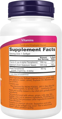 Vista 2 de Vitamina Now E-400 IU MT, 100 cápsulas blandas