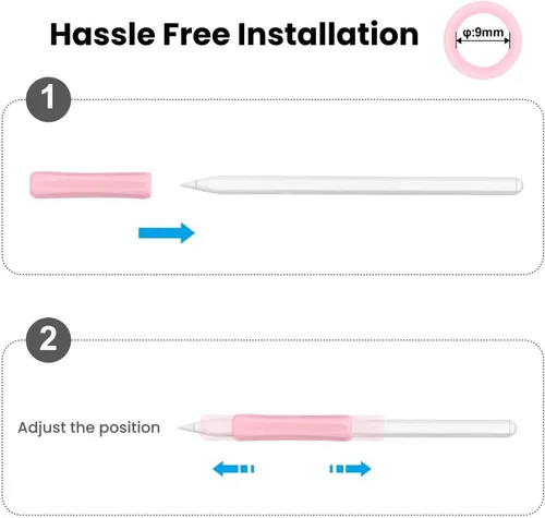 Vista 3 de Juego de 3 empuñaduras para Apple Pencil Pro/USB-C/2ª generación/1ª generación, juego de 3 unidades (blanco, rosa, verde)