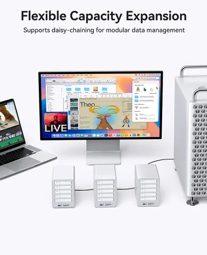 Vista 5 de ORICO Estación de acoplamiento USB-C All-Flash de 2.5 pulgadas con velocidad de transferencia de datos de 5 Gbps, compatible con SSD de 2.5