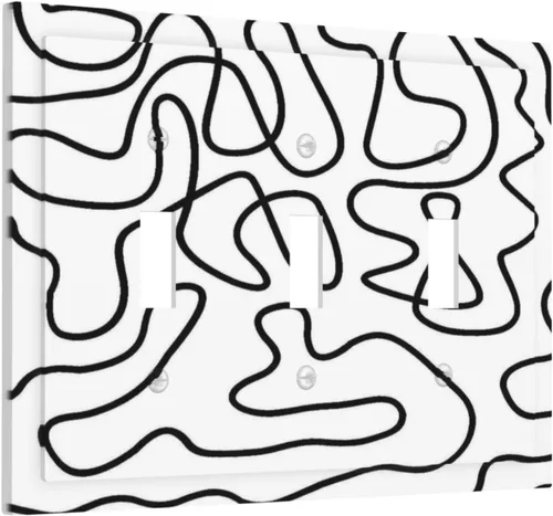 Vista 209 de Cubierta de interruptor de luz de una pandilla de hojas de palma tropicales de estilo bohemio abstracto, árbol de coco, verano, sin dispositivo