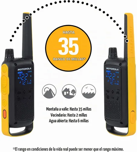 Vista 3 de Motorola Solutions Talkabout T475 Extreme Radio bidireccional negro con amarillo recargable paquete de dos