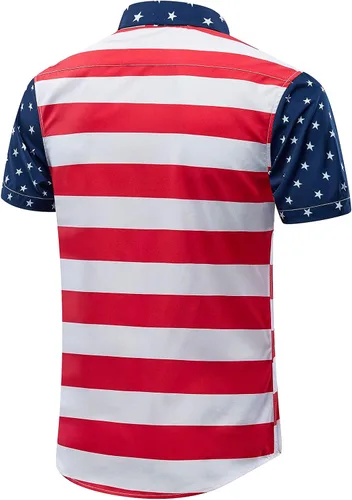 Vista 3 de EUOW Camisa hawaiana para hombre, manga corta, con botones, estampada, para verano, playa