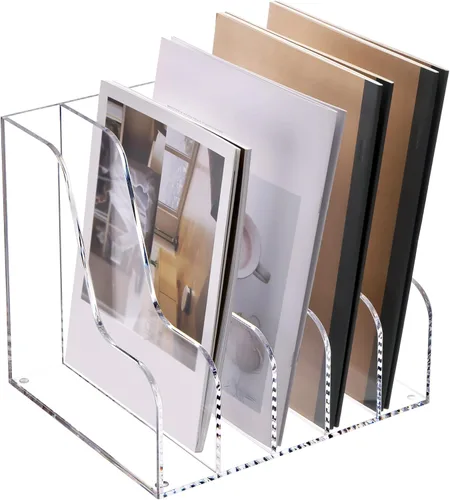 Vista 10 de SANRUI Organizador de archivos de acrílico, soporte transparente para archivos, organizador de escritorio para organización y almacenamiento