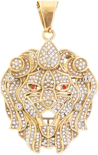Vista 5 de Collar de cadena SCP para hombre con cabeza de león chapado en oro de acero inoxidable chapado en plata de 20 pulgadas