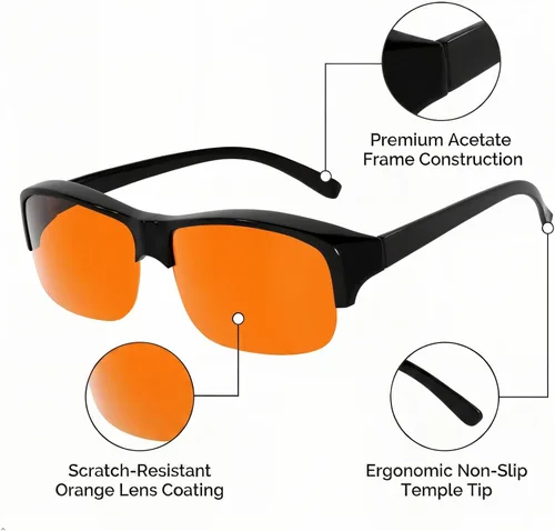 Vista 9 de Eyekepper Blue Light Reduction Fitover Glasses with Amber Lens Computer Glasses for Digital Screen,Wear Over Most Eyewear or Alone for