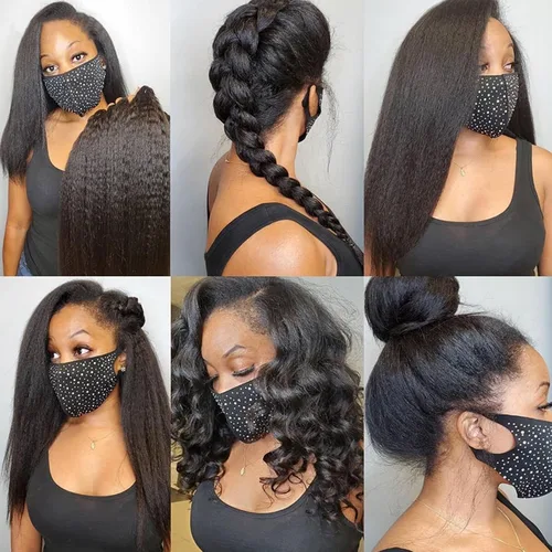 Vista 9 de Extensiones de cabello humano brasileño liso rizado de cierre 4x4 con parte libre marrón claro, encaje 150% de densidad, cabello Remy liso rizado