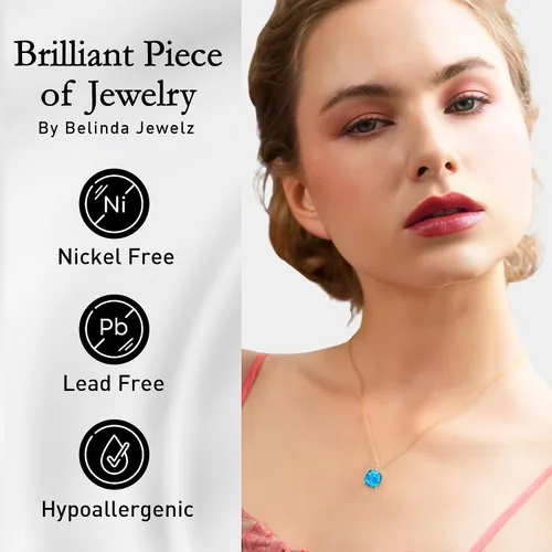 Vista 5 de Belinda Jewelz Women's 14k White Yellow Gold Necklace Birthstone Fine Jewelry Hanging Pendant Necklaces Sparkling Prong Sterling Silver Chain with