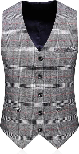 Vista 5 de Trajes de hombre de 3 piezas a cuadros de un solo botón, chaquetas formales, para fiesta, graduación, casual, esmoquin para hombres