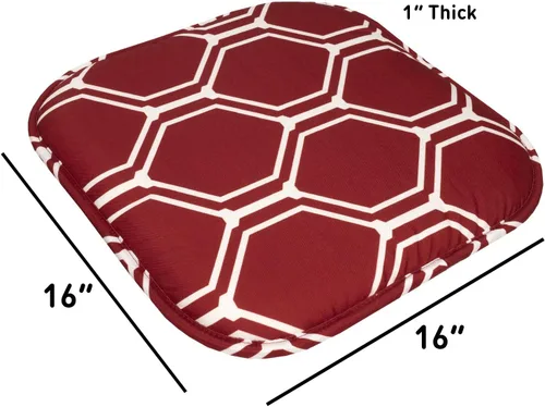 Vista 165 de Sweet Home Collection Cojines de espuma viscoelástica para silla, goma antideslizante y diseño de panal de abejas y esquinas redondeadas de 16 x 16