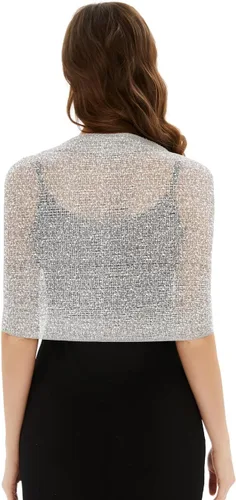 Vista 4 de Chales metálicos brillantes y envolturas con hebilla, para vestidos de noche, fiestas, bodas, novias, damas de honor