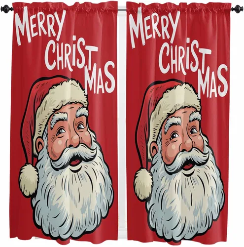 Vista 34 de Cenefas de Navidad de invierno para ventanas, cortinas de cocina con bolsillo para barra, cortinas con aislamiento térmico para ventana de baño