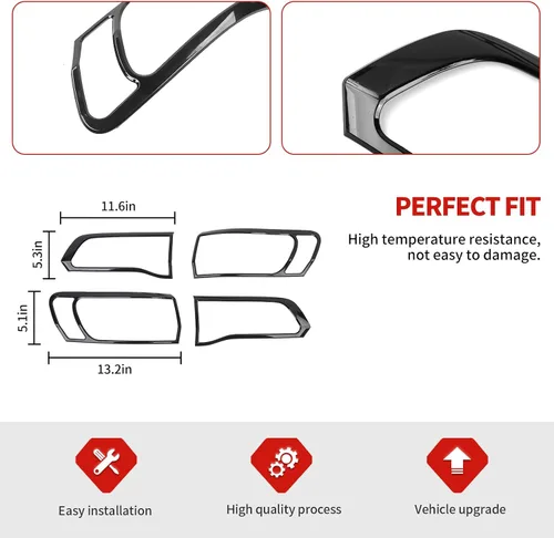 Vista 3 de Jimen Bisel de cubierta de la luz trasera compatible con Jeep Grand Cherokee 2014-2020 (negro)