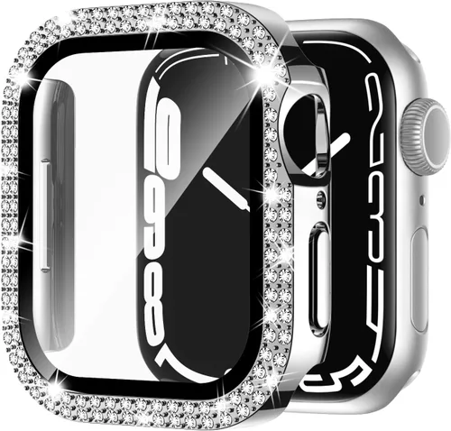 Vista 14 de Adepoy Funda para Apple Watch de 38 mm Serie 3/2/1 con protector de pantalla de vidrio templado, doble Bling Case Crystal Diamonds Bumper Total Hard
