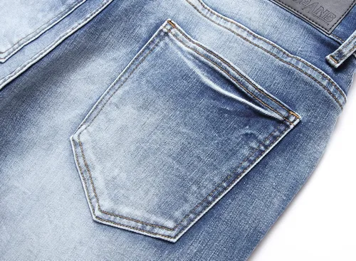 Vista 6 de Skinny Slim Fashion - Jeans elásticos de motociclista de Hip Hop con agujeros rectos rasgados.
