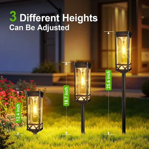 Vista 5 de KOOPER Taller Solar Pathway Lights Outdoor, 2 Pack Upgraded Brighter Solar Garden Lights Solar Powered, Up To 15 Hours Outdoor Solar Lights for Yard