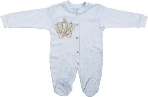 Vista 2 de LAL & LUNA Traje de algodón con diseño de corona para bebé, 3 piezas, con sombrero y manoplas