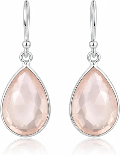 Vista 45 de Aretes de ágata musgo verde de 0.472 x 0.709 in con forma de pera de plata de ley 925, aretes de piedras preciosas hechos a mano, juego de bisel