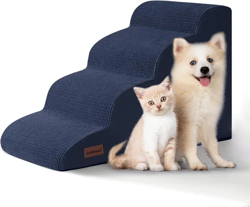 Vista 27 de Aodisman Escaleras para perros y gatos pequeños,Rampa para mascotas de 3 Beige
