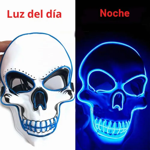 Vista 2 de Máscara de Halloween con luz LED de OceanWings para disfraces de miedo, para suministros de fiesta