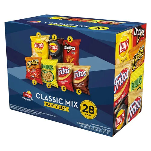 Vista 2 de Frito-Lay Paquete variado de chips de mezcla de sabores, Doritos, Cheetos, Lay's, SunChips, Rold Gold Pretzels, Smartfood Popcorn, 28