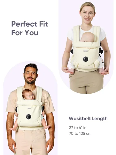 Vista 9 de bonoch EaseFit - Portabebés para recién nacidos a niños pequeños – Perilla de ajuste para la cadera del bebé, correa ergonómica de algodón