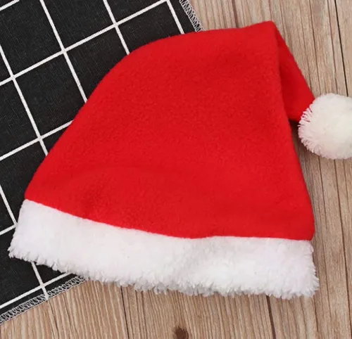 Vista 3 de LOTUCY Unisex para bebé 4 piezas cálido para Navidad Papá Noel forro polar abrigo pantalones sombrero zapatos ropa de Año Nuevo