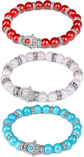 Vista 29 de Pulseras de cristal para mujeres y hombres, regalos de cumpleaños, hechas a mano de 0.236 in con cuentas de piedra para equilibrio de chakras