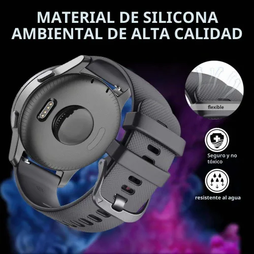 Vista 5 de NotoCity Correa Garmin Venu, 0.787 in Correa de reloj de silicona de repuesto para Garmin Vivoactive 3 Forerunner 645 Forerunner 245 Vivomove Negro