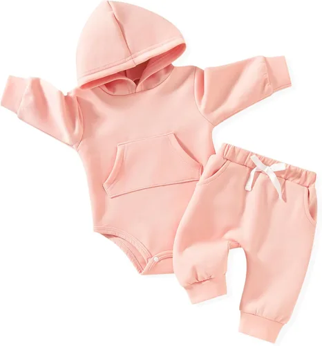 Vista 12 de Aalizzwell Conjunto de sudadera con capucha de invierno para bebé infantil Albaricoque
