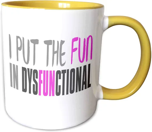 Vista 9 de 3dRose I Put The Fun In Dysfunctional 11oz Two-Tone Black Mug