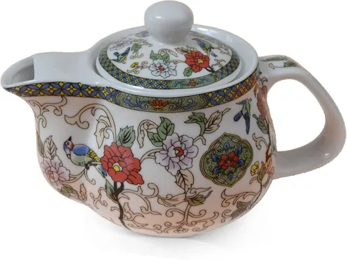 Vista 9 de Tetera de porcelana de 16.9 fl oz con infusor extraíble de acero inoxidable (flor)