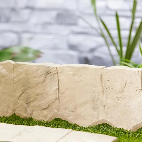 Vista 9 de Suncast 5 piezas de borde de plástico con borde de piedra con estilo moderno y aspecto natural de piedra de borde para encerrar macizos de flores