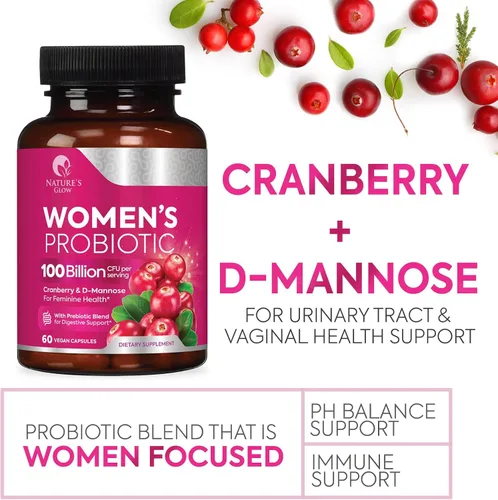 Vista 6 de Probióticos para mujeres – Equilibrio de PH, apoyo a la salud digestiva y femenina – 100 mil millones de UFC por porción – Probiótico para mujer