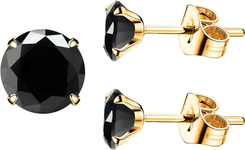 Vista 2 de Impresionante piedra de cuarzo hipoalergénica de obsidiana negra 5A, acero inoxidable 316L, hipoalergénicos, para cartílago tragus, caja de regalo