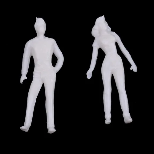 Vista 6 de Yiju 20 piezas de plástico 1:50 simulación mini tren modelo sin pintar personas kit blanco juguete