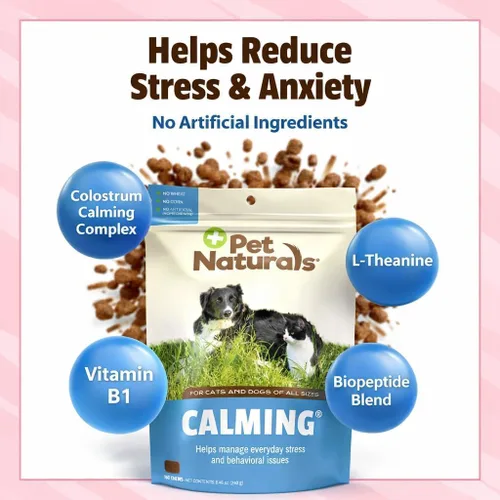Vista 2 de Pet Naturals of Vermont - Calming, suplemento calmante de apoyo del comportamiento para perros y gatos, 160 bocadillos masticables