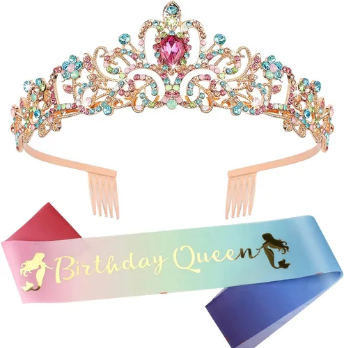 Vista 21 de COCIDE Kit de tiara y coronas plateadas de cumpleaños, tiara plateada, corona, banda, diadema de diamantes de imitación, banda con purpurina para 1