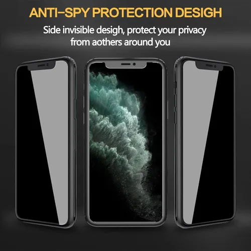 Vista 3 de Paquete de 2 + 2 protectores de pantalla de privacidad para iPhone 11 Pro de 5.8 pulgadas + protector de lente de cámara para iPhone 11 Pro