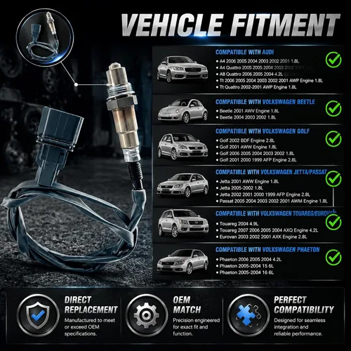 Vista 3 de Reemplazo del sensor de combustible de aire superior aguas arriba para Audi A4 A8 Tt Quattro 1.8L 4.2L, para Vw Golf Jetta Passat Phaeton Oxygen O2