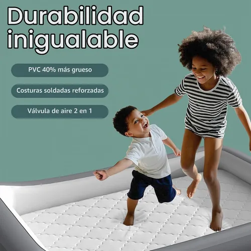 Vista 3 de GloTika Cama de viaje para niños pequeños, colchón de aire inflable Gris-blanco