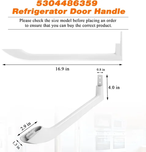 Vista 5 de Blutoget 5304486359 5304506469 Manija para puerta de refrigerador inclinada a la derecha, 1 paquete. Compatible con refrigerador Frigidaire