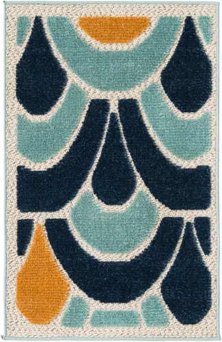 Vista 3 de Unique Loom Belize Outdoor Collection - Alfombra rectangular de 2 x 3 pies 1 pulgada, color azul y naranja