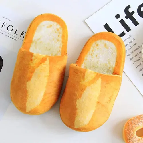 Vista 7 de Shlutesoy - Zapatillas para mujer, para interior o exterior, antideslizantes, de ante cálido, suela suave, diseño de tostadas, color amarillo L