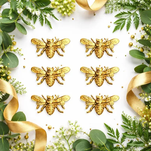 Vista 4 de Juego de 6 imanes dorados para decoración de abeja, imanes de cocina para refrigerador, decoración de abejas de miel, imanes dorados para nevera