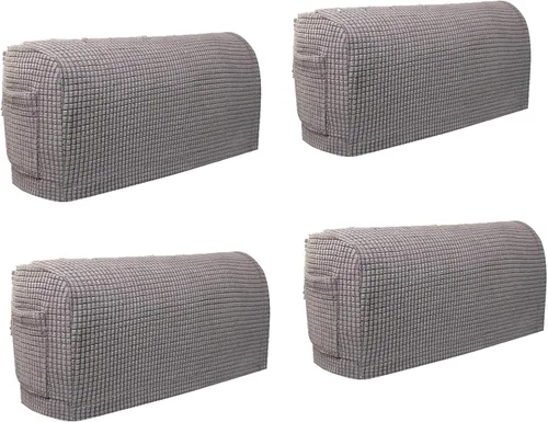 Vista 12 de Juego de 4 fundas elásticas para brazos de sofá, con bolsillo, fundas extraíbles antideslizantes para reposabrazos para sillón reclinable